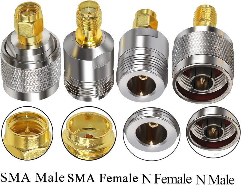 TUOLNK SMA to N Antenna Coax Adapter,N Male/Female to SMA Male/Female Coax Adapter Kit 4 Type Set for Radio transceivers, FPV Antennas, WiFi Antenna, LMR - Image 5